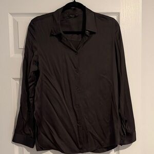Dark Green Massimo Dutti Silk Button Down